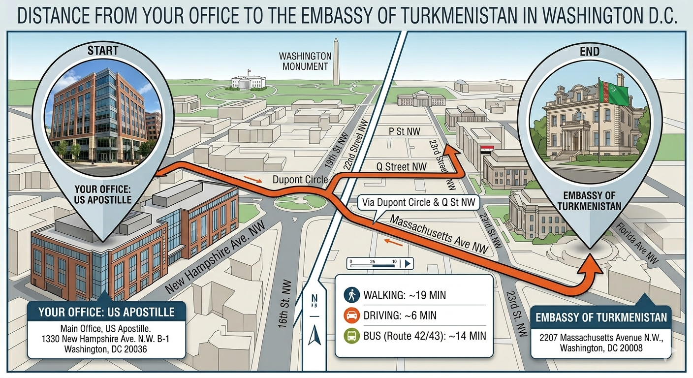 Map of Turkmenistan Embassy Legalization & Authentication Services