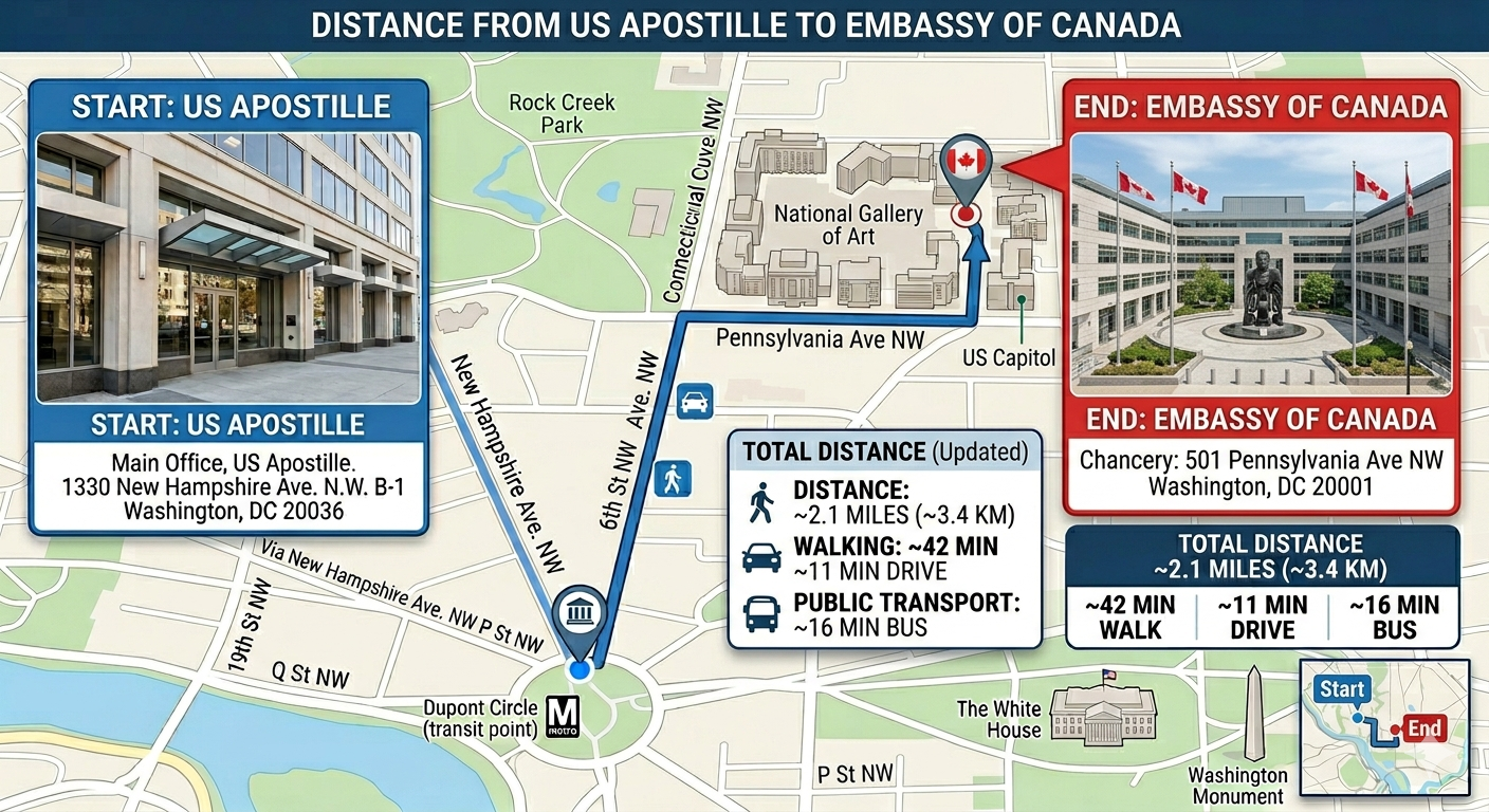 Map of Canada Apostille & Authentication Services in Washington D.C.